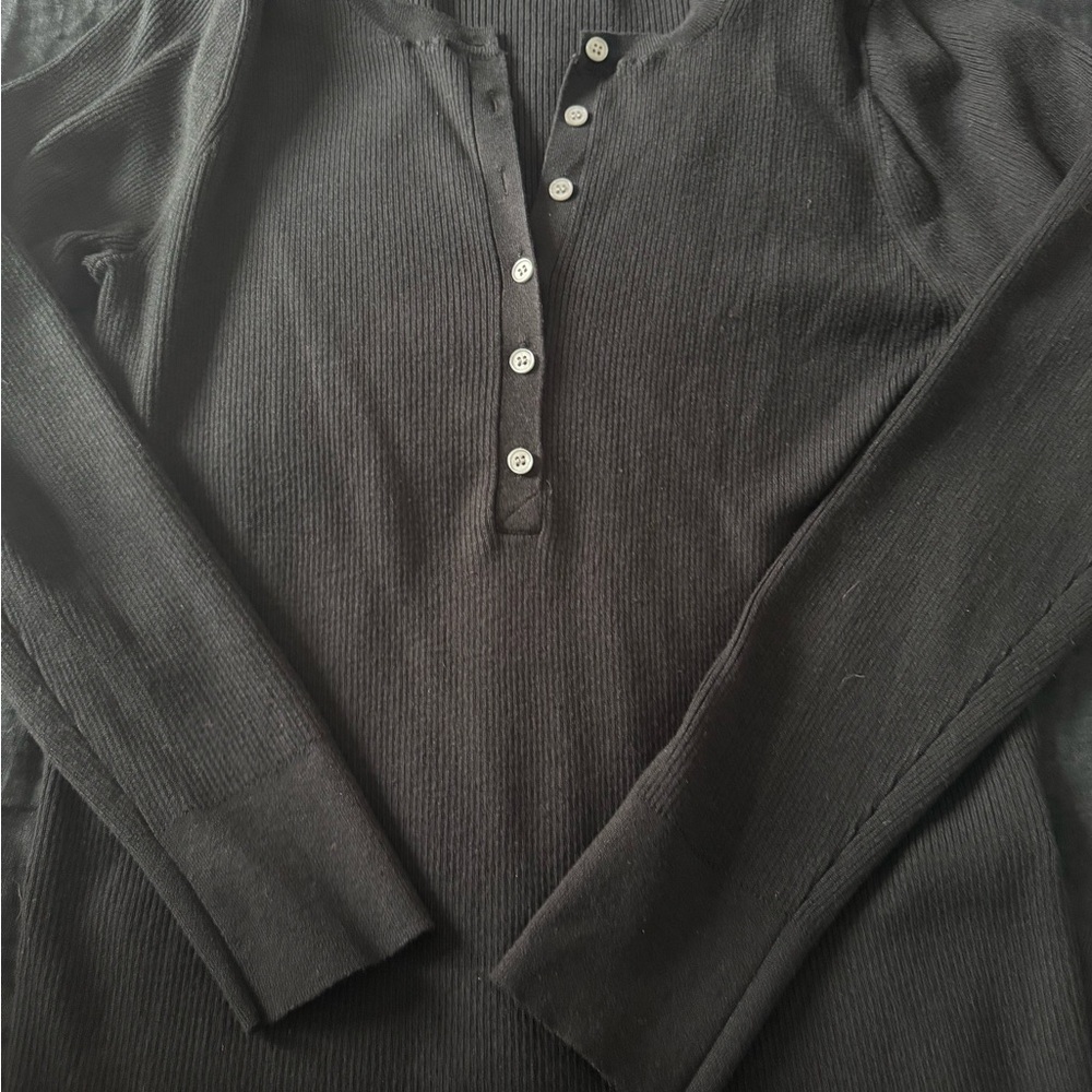 J. Crew Black Long Sleeve Henley Sweater